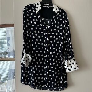 Alice + Olivia Black and Cream Polka Dot Blouse